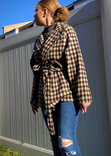 Load image into Gallery viewer, Houndstooth Brown Trench Coat