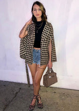 Load image into Gallery viewer, Houndstooth Brown Trench Coat